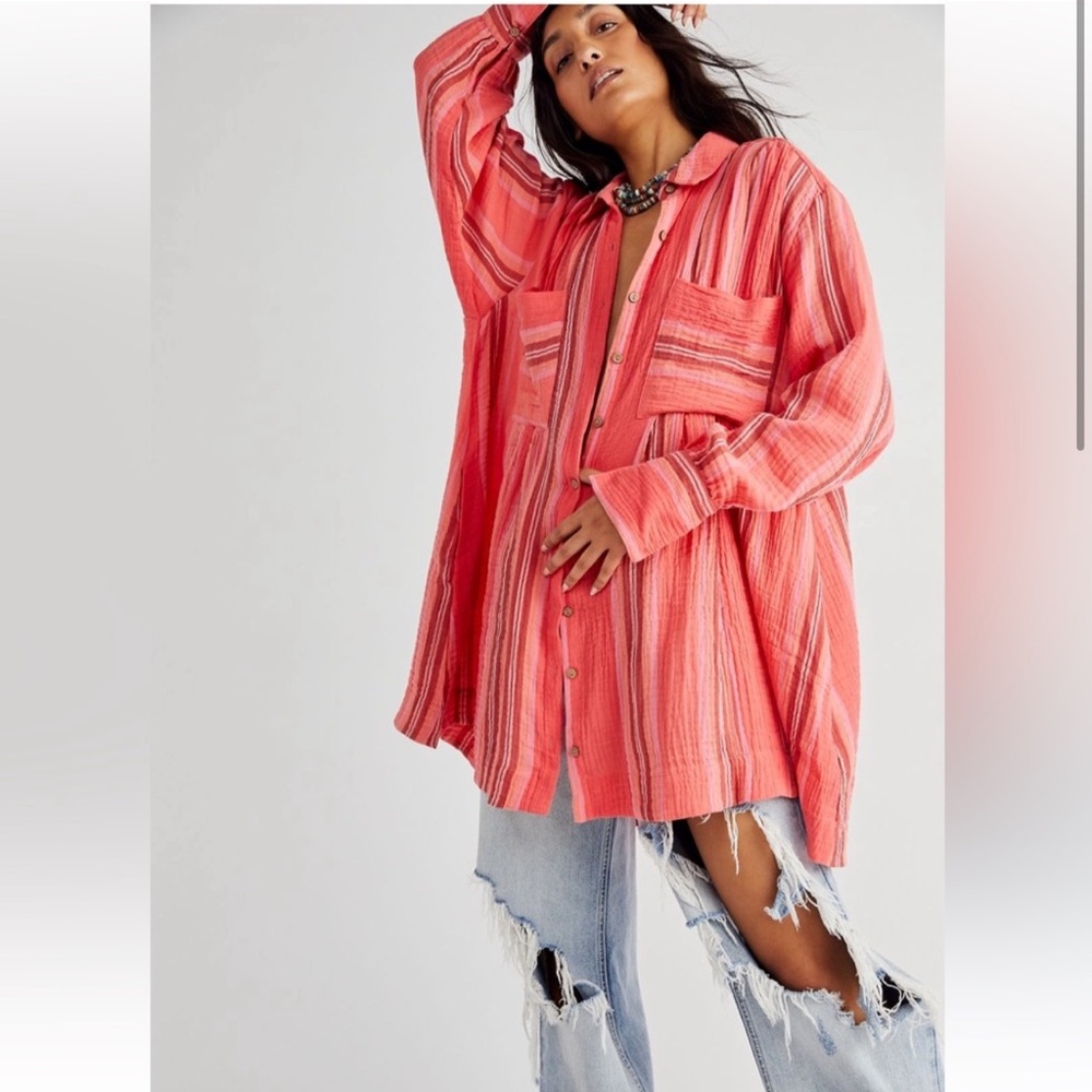 Free People Voyager striped shirt dress XS